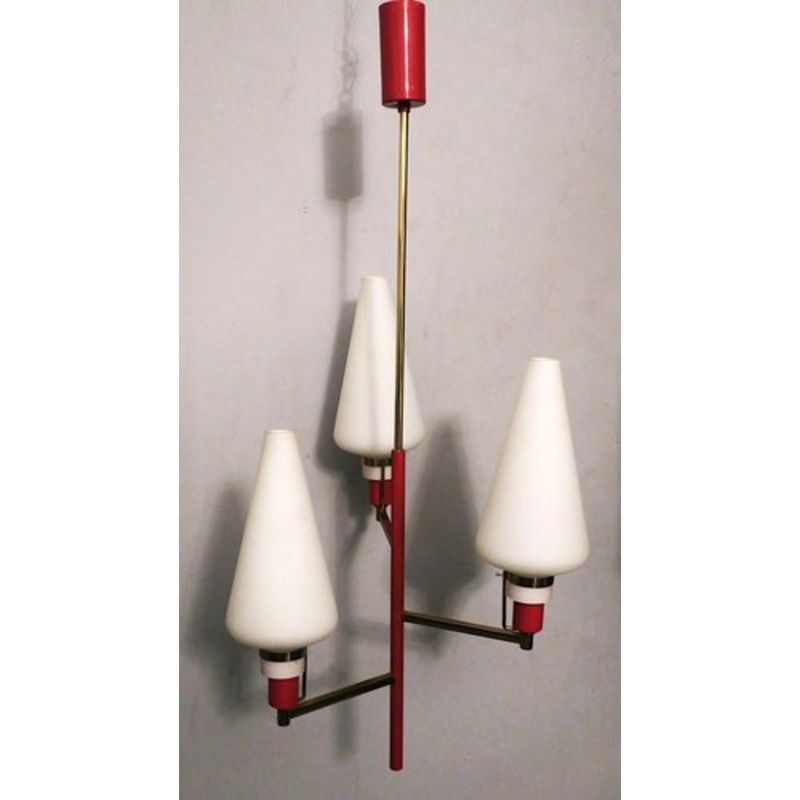 Mid-Century Italian Brass and Glass Chandelier, 1950s for sale at Pamono