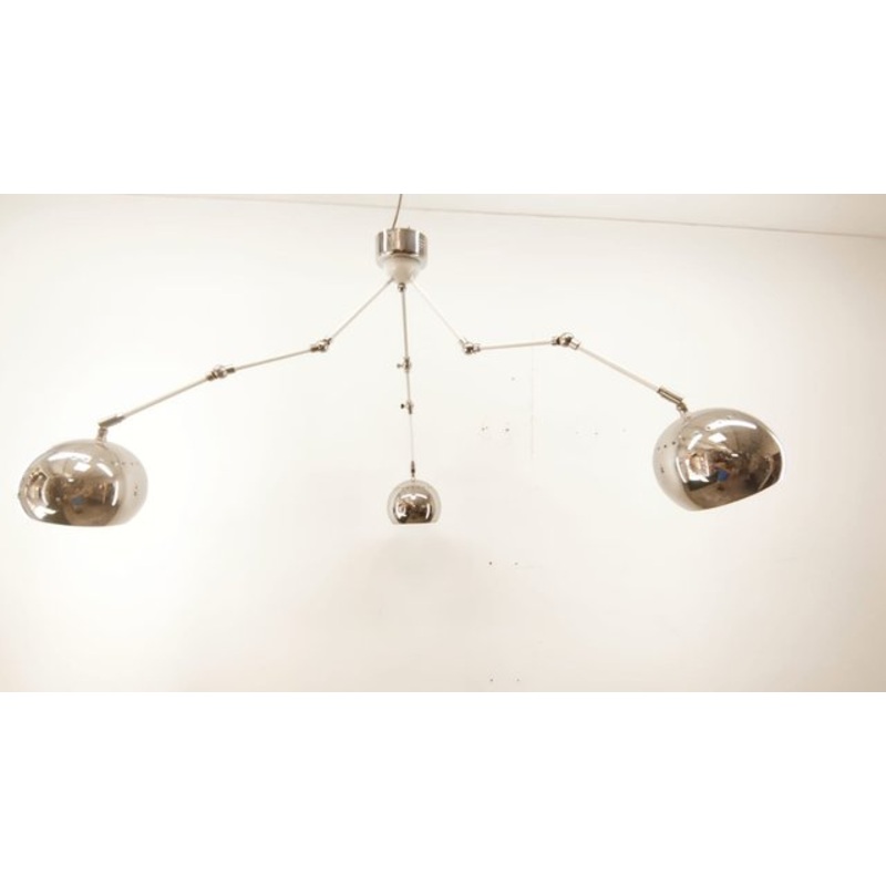 Mid-Century Modern Metal Adjustable Chandelier, 1980s for sale at Pamono