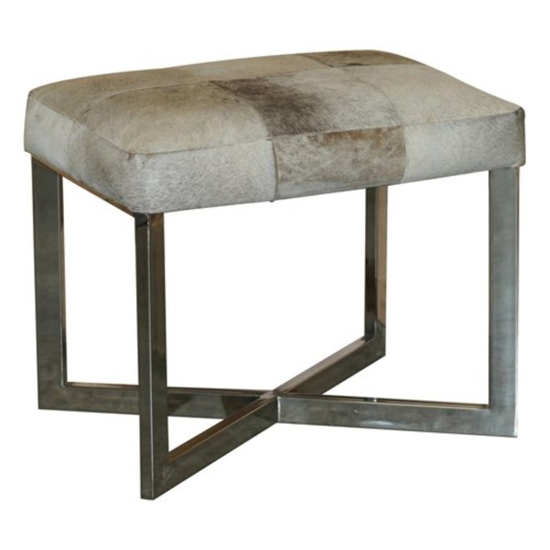 Oak, Pony Hide and Chrome Stool for sale at Pamono