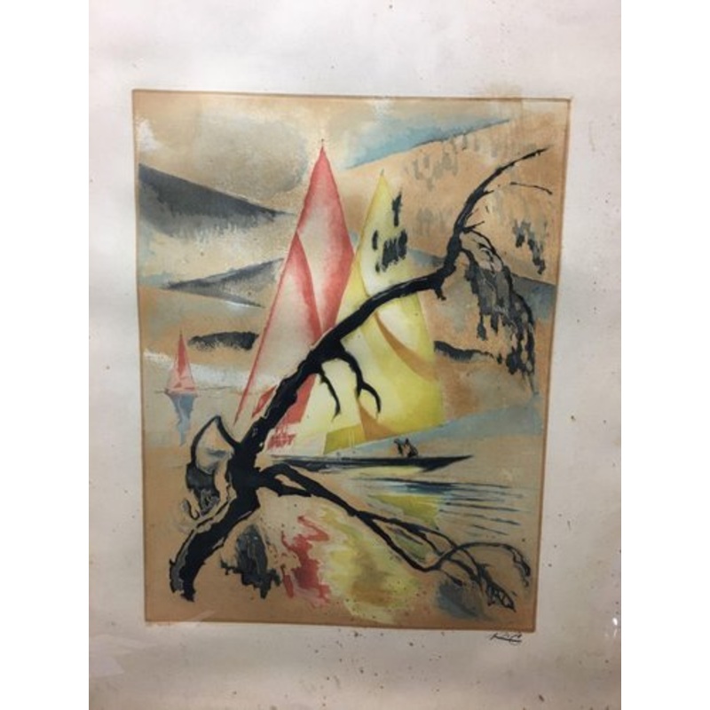Ric, Sailboat, Mid 20th Century, Lithograph for sale at Pamono