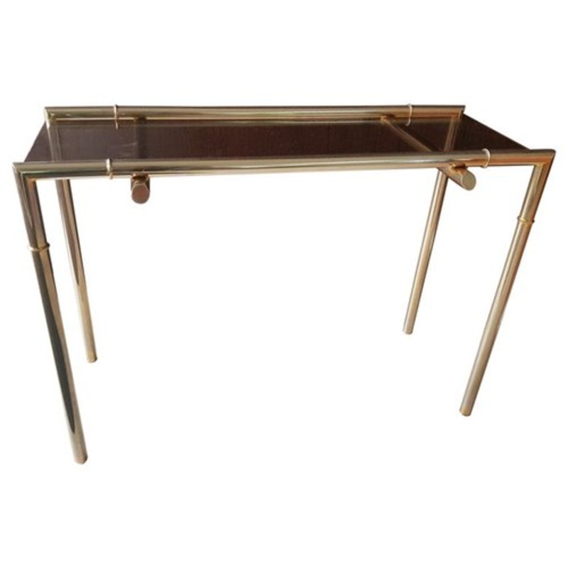 Smoked Glass and Nickel Console Table, 1968 for sale at Pamono