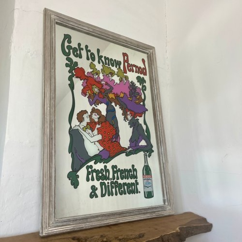 Vintage Art Nouveau Advertising Mirror, 1960s for sale at Pamono