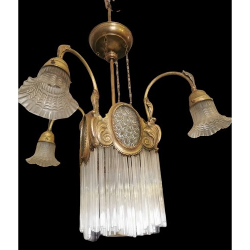 Vintage Brass Chandelier, 1930s for sale at Pamono