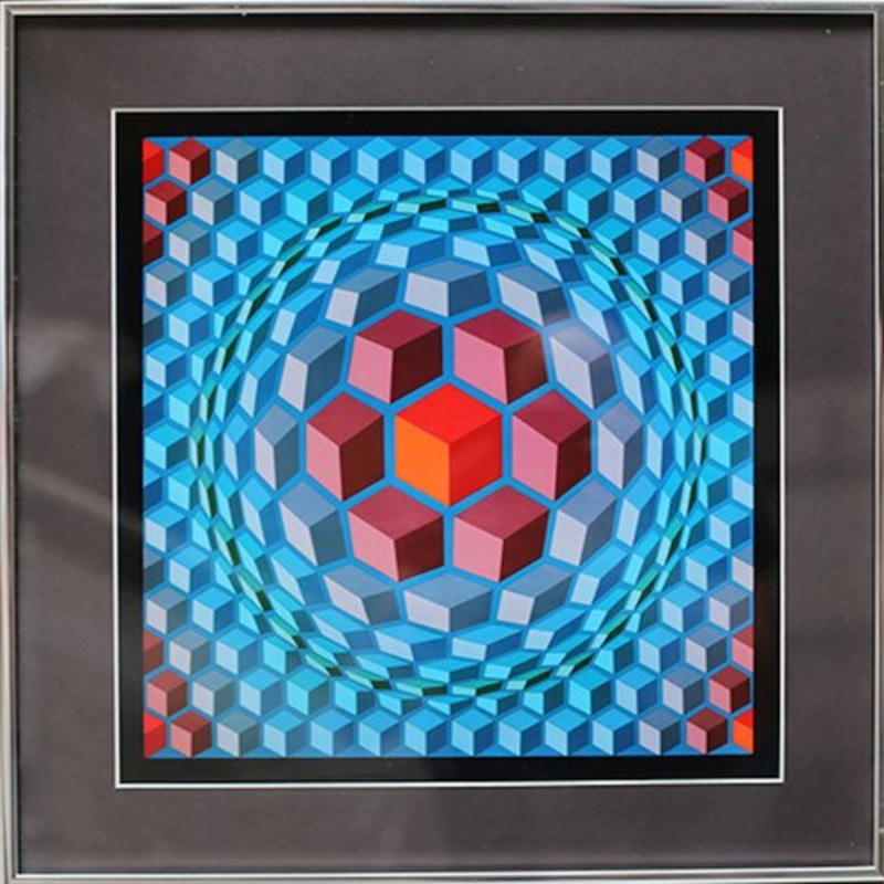 After Victor Vasarely, CHEYT-MC-4, Print, Framed for sale at Pamono