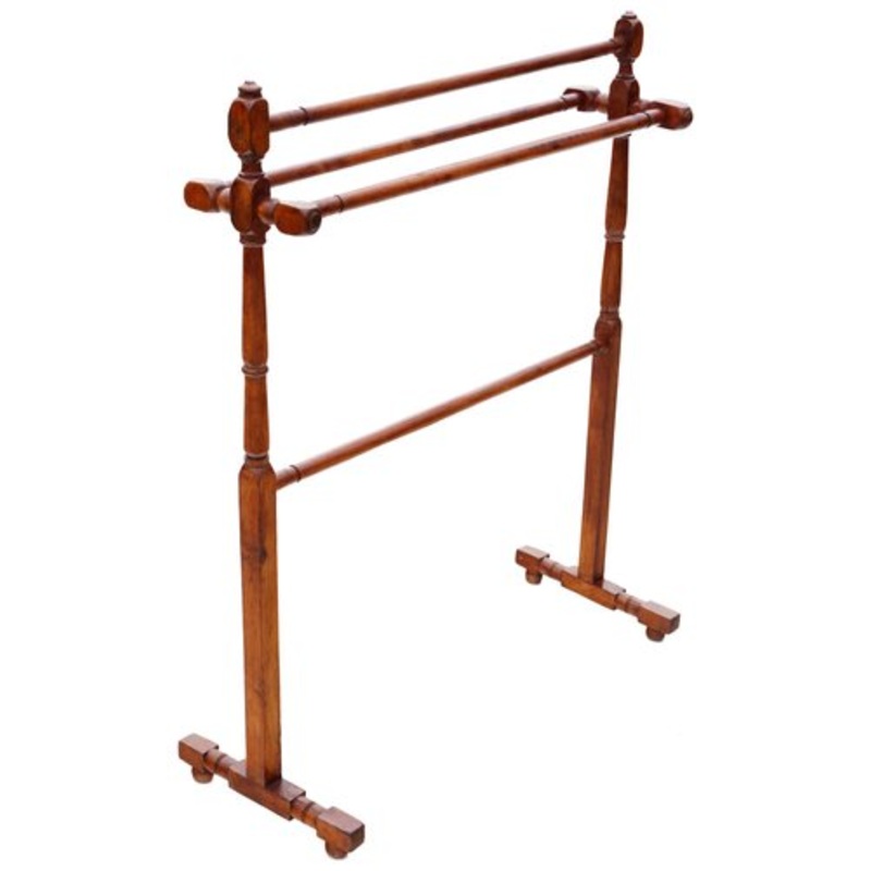 Antique Beech and Pine Towel Rail Stand, 1900s for sale at Pamono