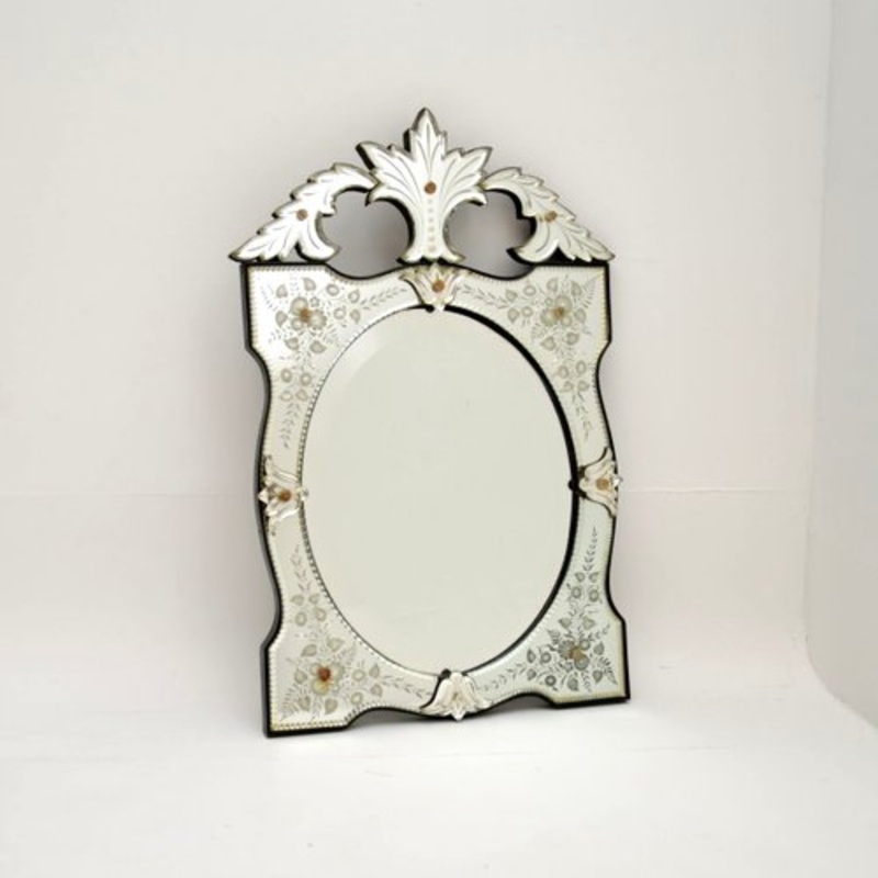 Antique Italian Venetian Etched Glass Mirror, 1900s for sale at Pamono