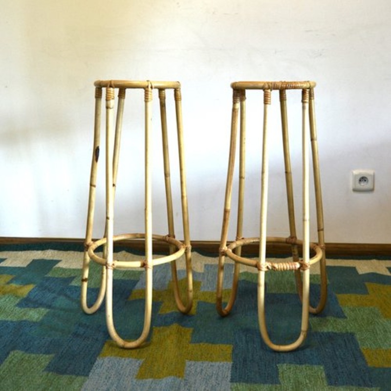 Bamboo Flower Stands, 1970s, Set of 4 for sale at Pamono