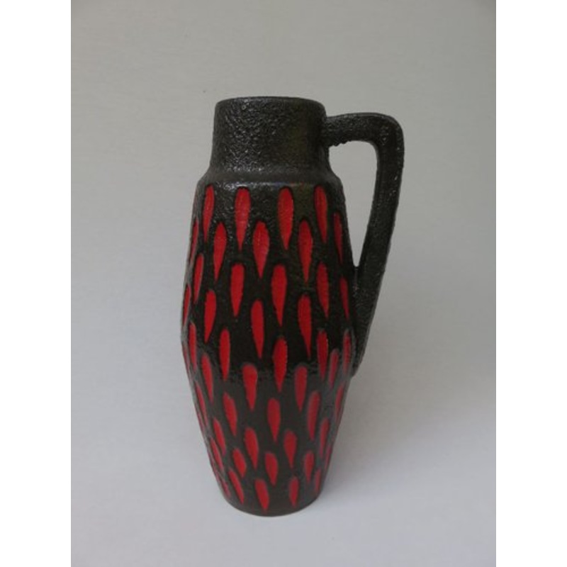 Black and Red Ceramic Fat Lava Vase from Scheurich, 1960s for sale at Pamono