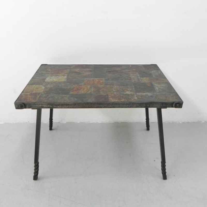 Brutalist Coffee Table with Slate Top, 1960s for sale at Pamono
