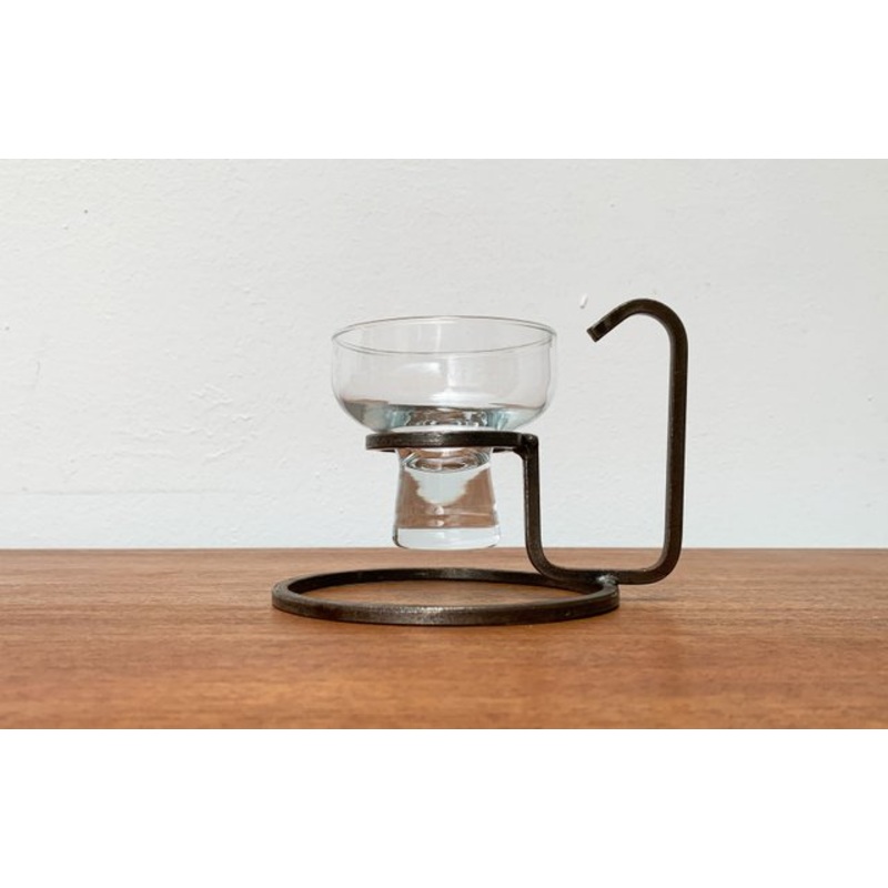 Danish Metal and Glass Candleholder, 1960s for sale at Pamono