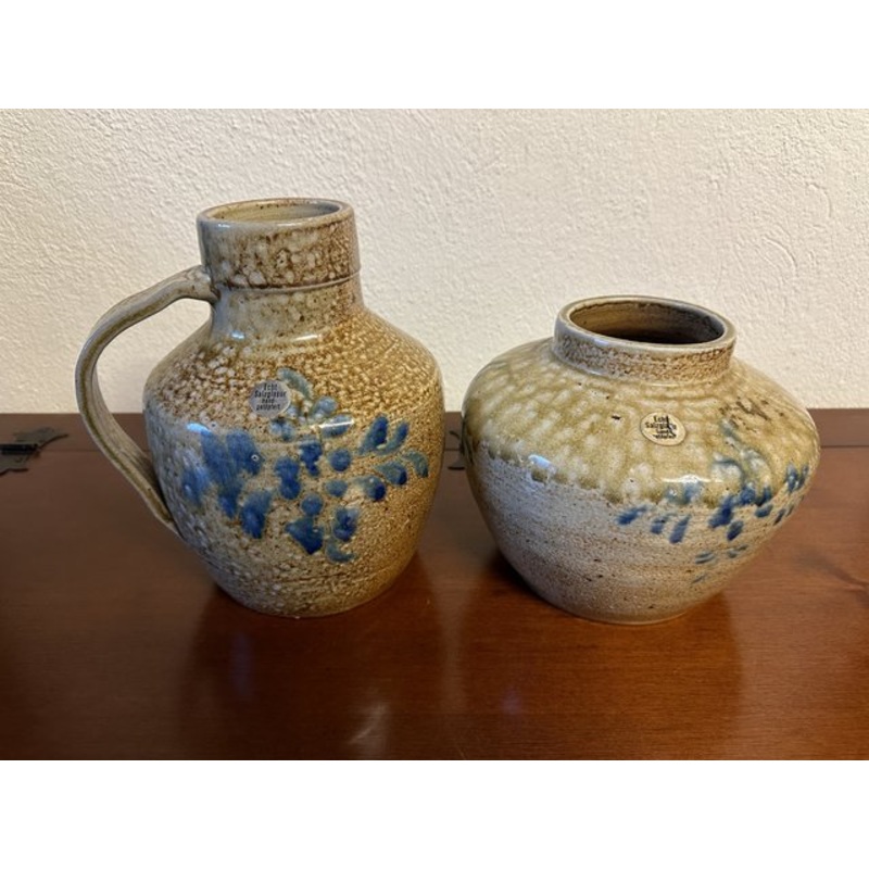 Handmade Ceramic Jars with Real Salt Glaze from Westwlder Steingut, Set of 2 for sale at Pamono