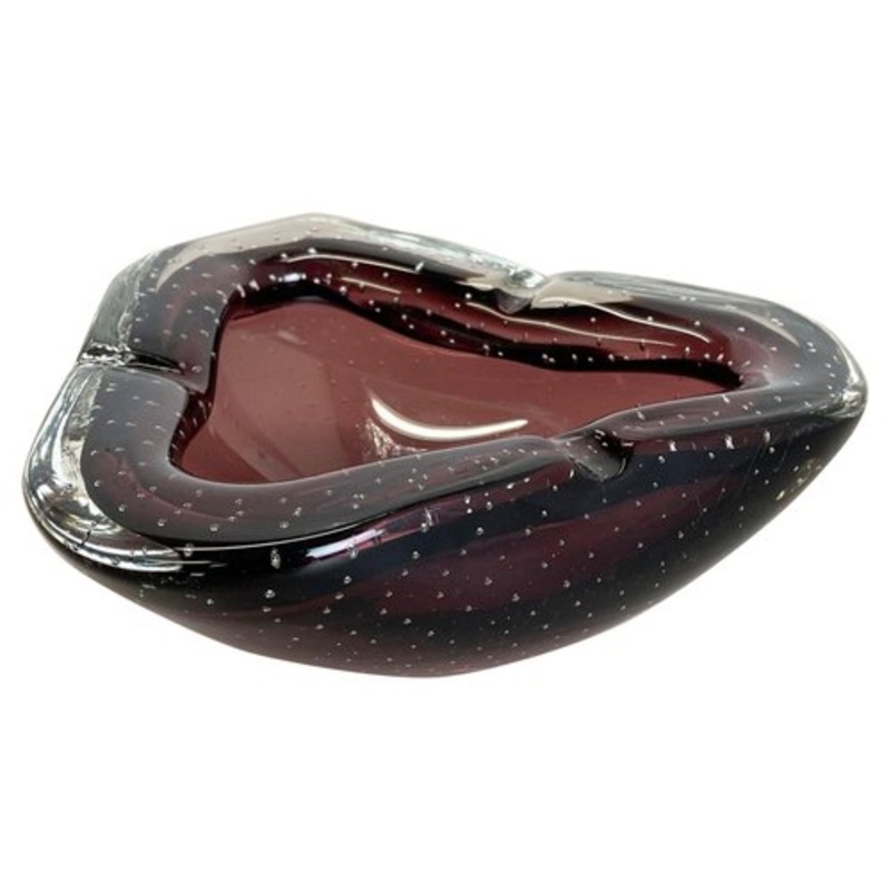 Large Murano Bubble Glass Shell Ashtray, Italy, 1970s for sale at Pamono