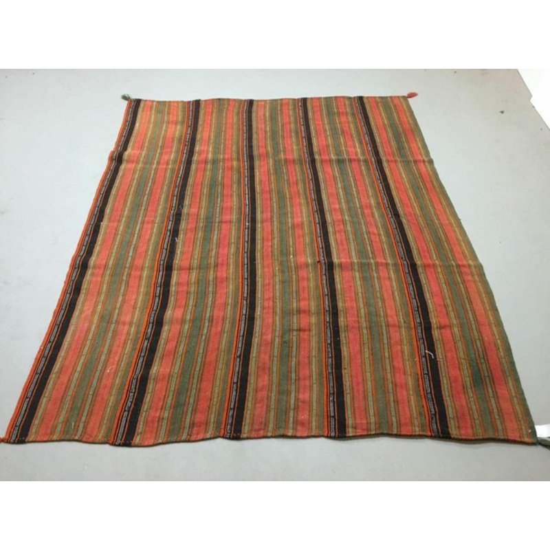 Large Vintage Turkish Shabby Wool Kilim Rug 240×193 cm for sale at Pamono