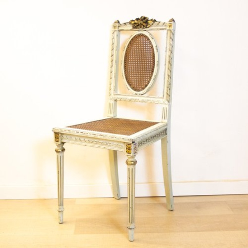 Louis XV Style Off White and Gold Detailed Chair, 1930s for sale at Pamono