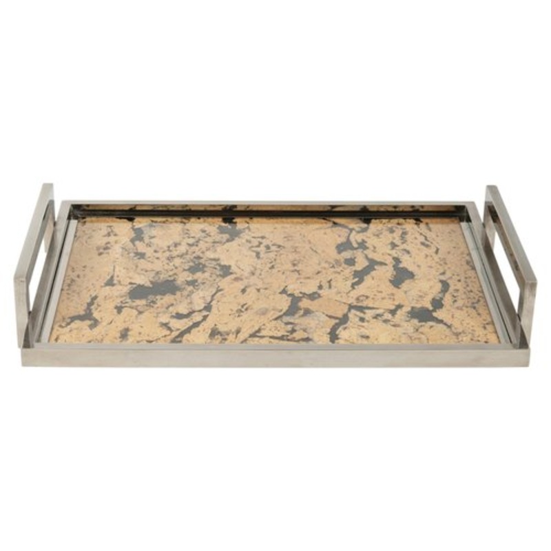 Mid-Century Serving Tray in Chrome, Cork and Glass, Italy, 1970s for sale at Pamono