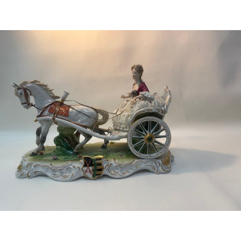Porcelain Horse-Drawn Carriage with Lady from Unterweissbach, 1970s for sale at Pamono