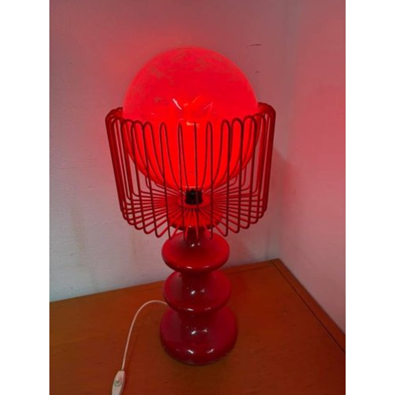 Red Metal Lamp, 1970s for sale at Pamono