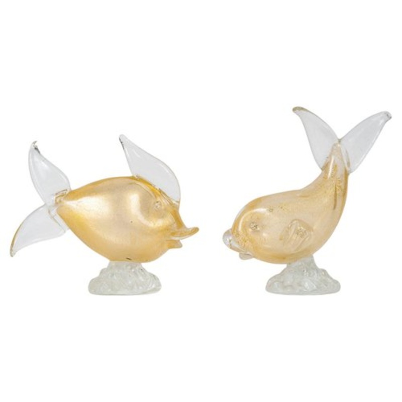 Set of 20th Century Murano Glass Fish Sculptures, Set of 2 for sale at Pamono