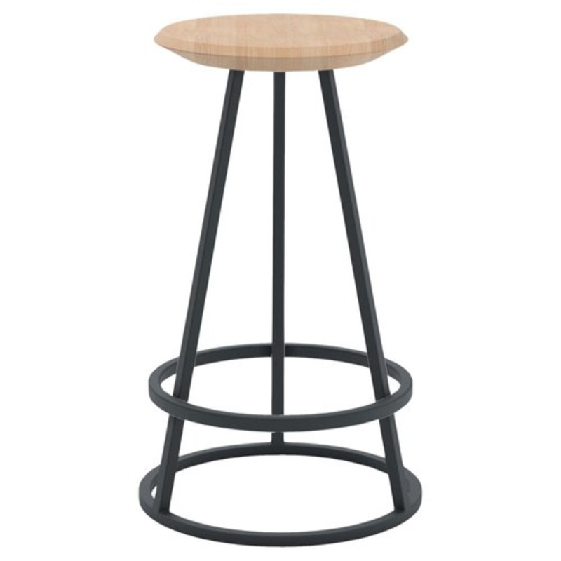 Slate Grey Metal Gustave Bar Stool in Natural Oak by Harto for sale at Pamono