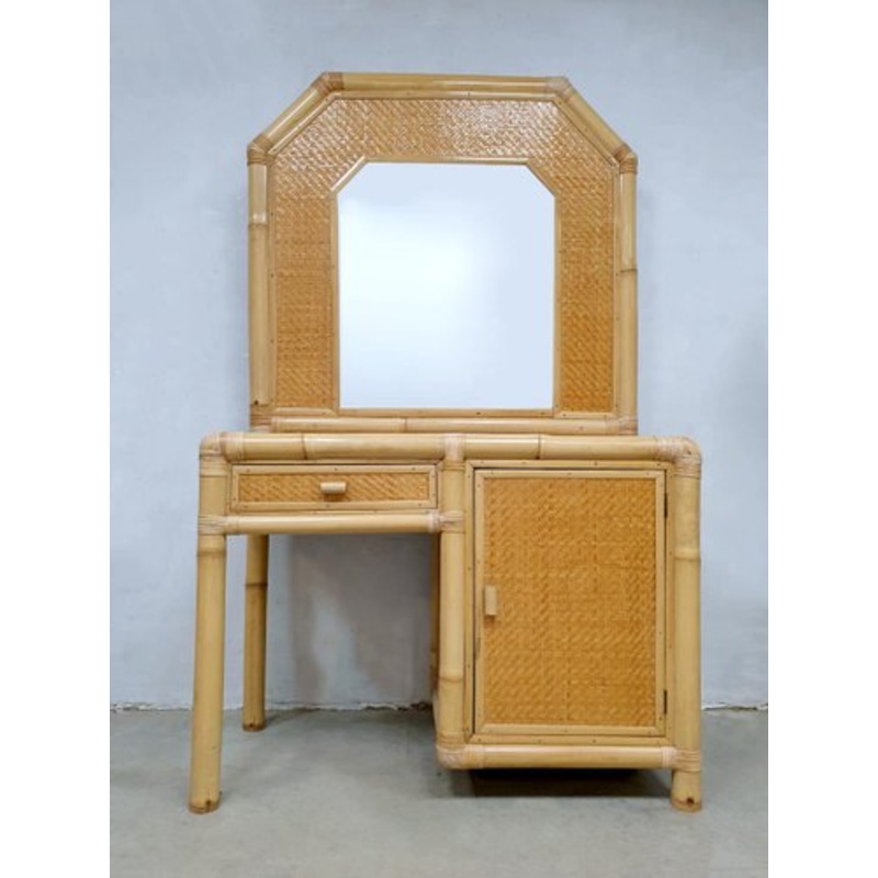Vintage Faux Bamboo Dressing Table, 1980s for sale at Pamono