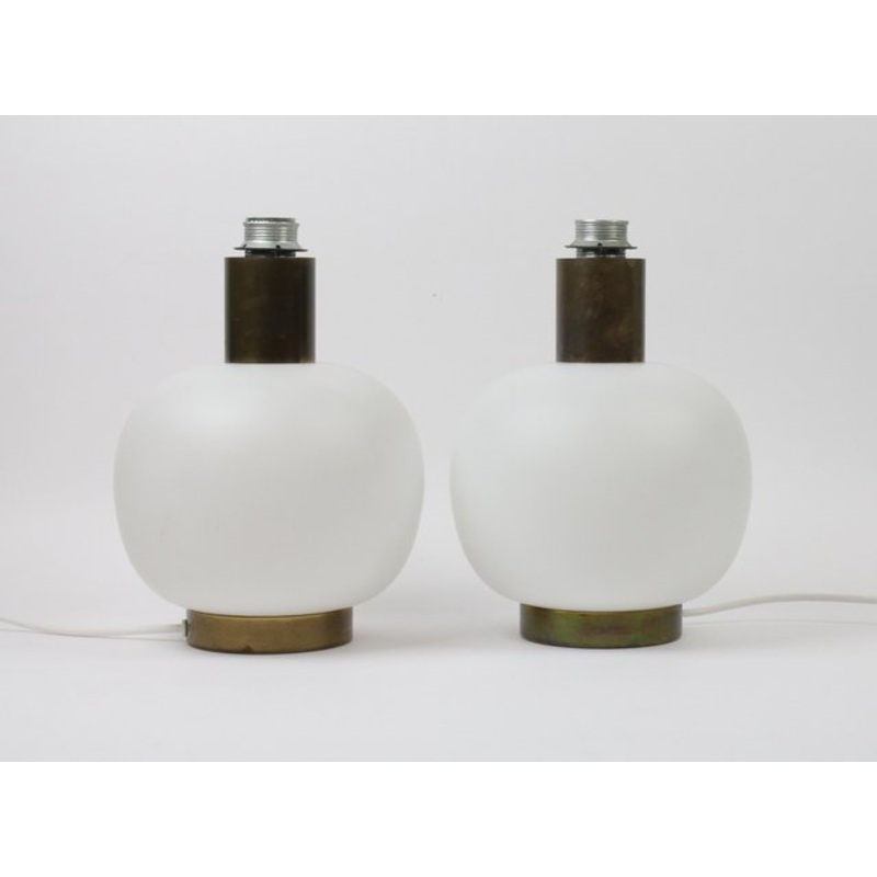 Vintage German Opal Glass Lamps, 1970s, Set of 2 for sale at Pamono