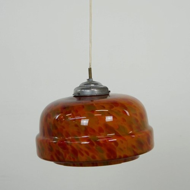 Vintage Orange Glass Pendant Lamp for sale at Pamono