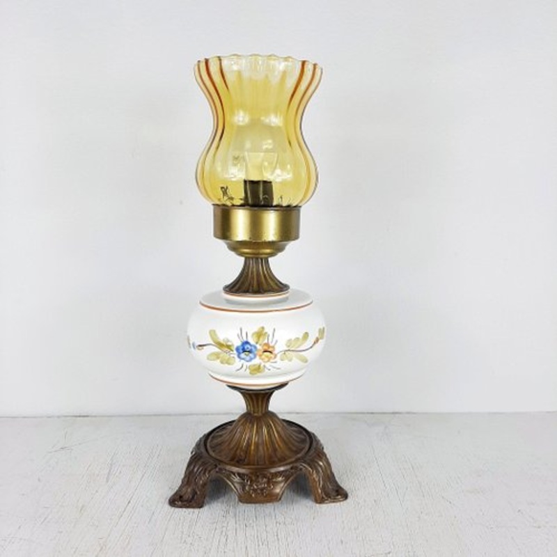 Vintage Porcelain Glass Table Lamp, 1960s for sale at Pamono