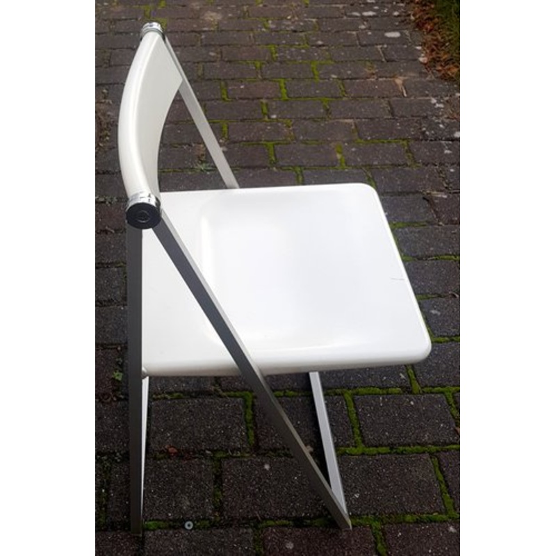 White Folding Chair by F. Hero & K. Odermatt for Interlbke, 1970s for sale at Pamono