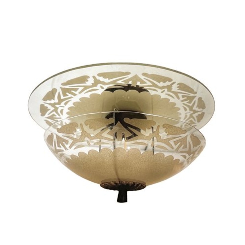 Art Deco Etched Glass Ceiling Lamp, 1920s for sale at Pamono