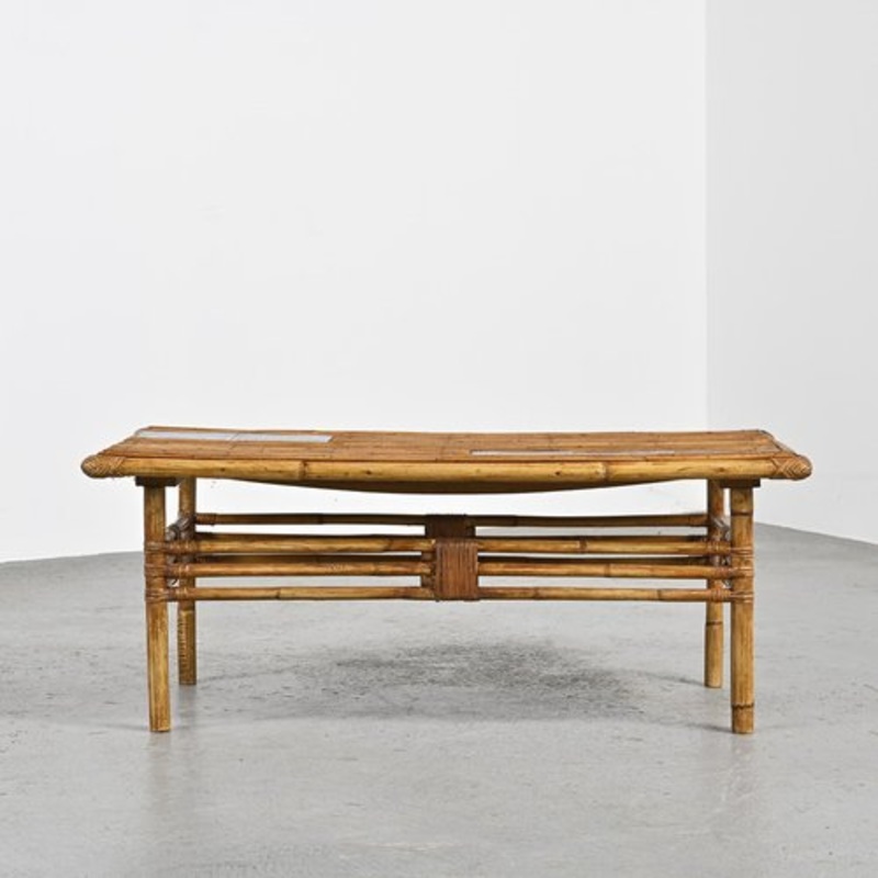 Blue Ceramic Checkered Coffee Table by Robert and Jean Cloutier, 1960s for sale at Pamono