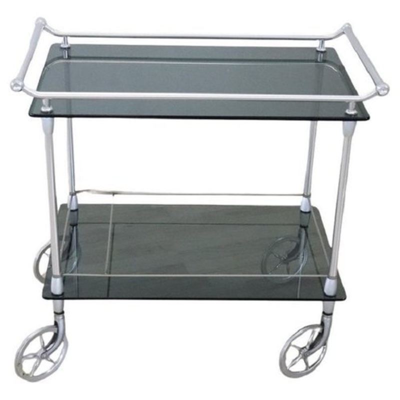 Chromed Metal and Glass Drinks Trolley, 1980s for sale at Pamono