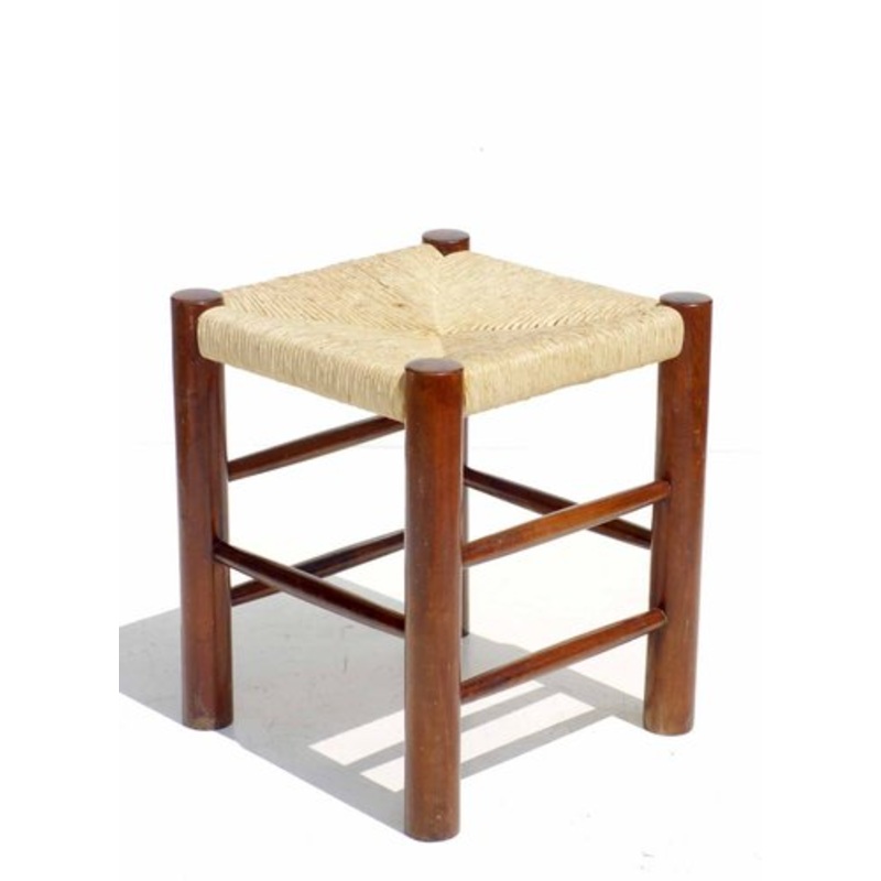 Dordogne Wicker Stool by Charlotte Perriand for Robert Sentou, 1960s for sale at Pamono