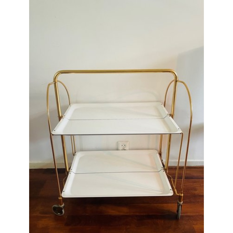Foldable Bar Cart in White from Bremshey & Co., 1960s for sale at Pamono