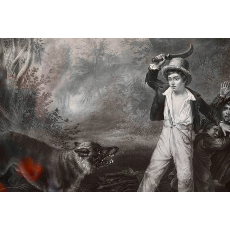 Franois Grenier, Child Surprised by Wolf, Lithograph for sale at Pamono