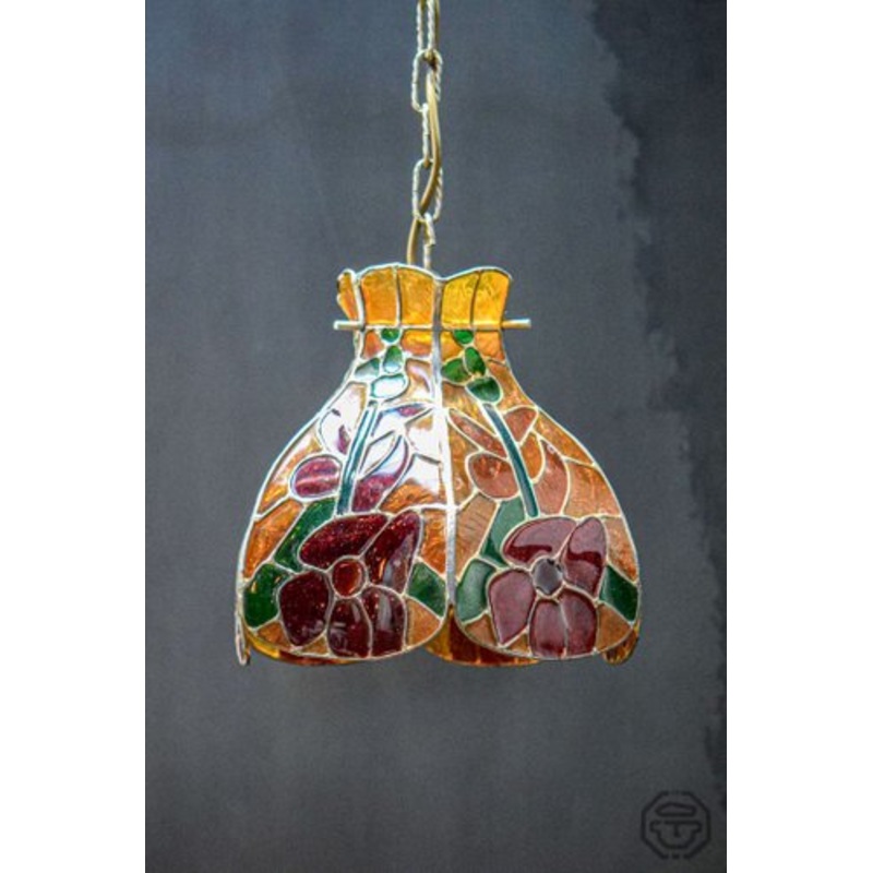 Glass Suspension Lamp, 1960s for sale at Pamono