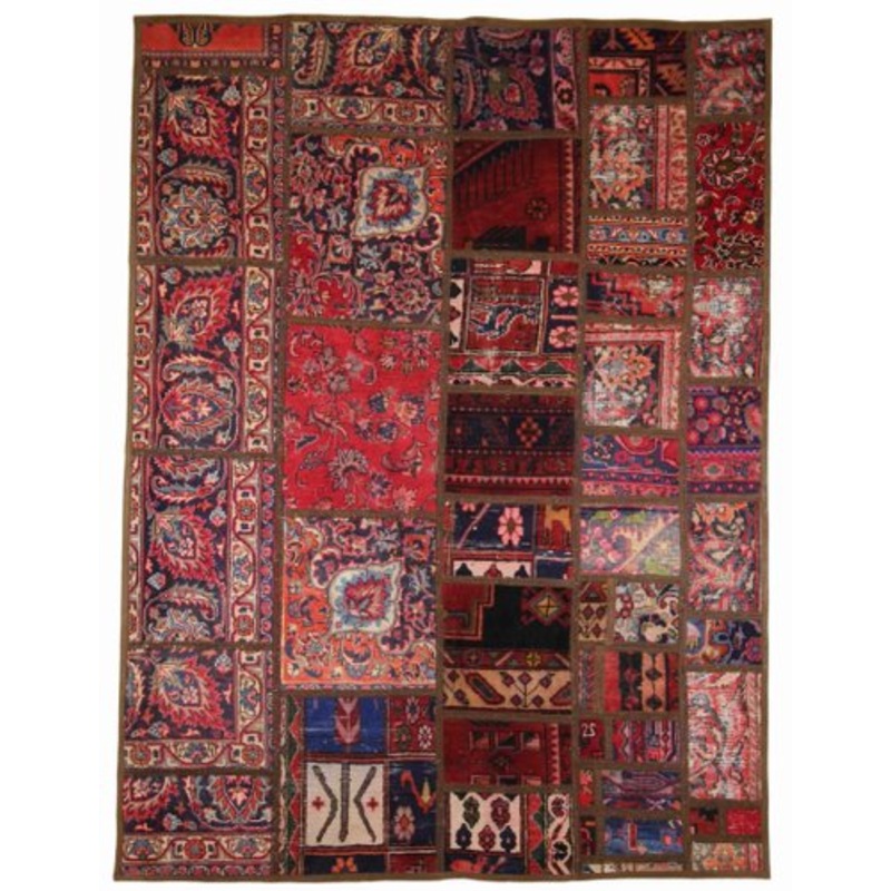 Hand-Knotted Middle Eastern Patchwork Geometric Rug Made from Old Rugs for sale at Pamono