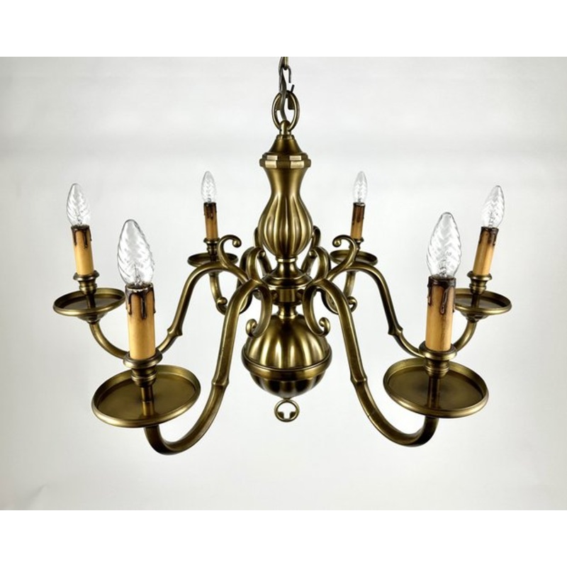 Large Vintage Chandelier in Gilt Bronze by Deknudt Belgium, 1970s for sale at Pamono