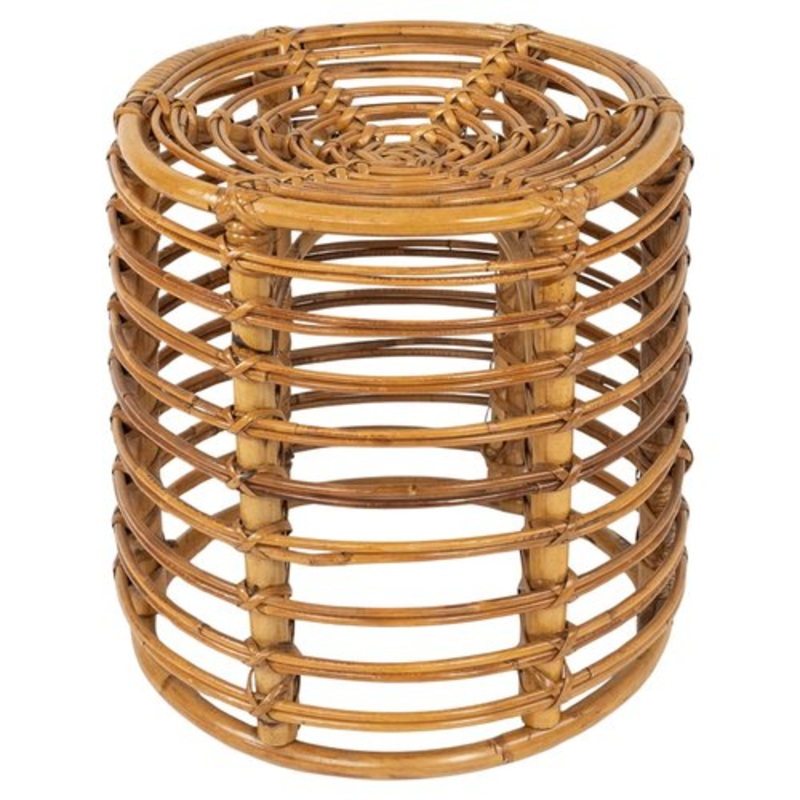 Midcentury Modern Rattan and Bamboo Stool by Tito Agnoli, 1960s for sale at Pamono