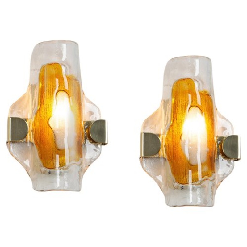 Murano Glass Wall Sconce attributed to Egon Hillebrand for Hille, Italy, 1970s, Set of 2 for sale at Pamono
