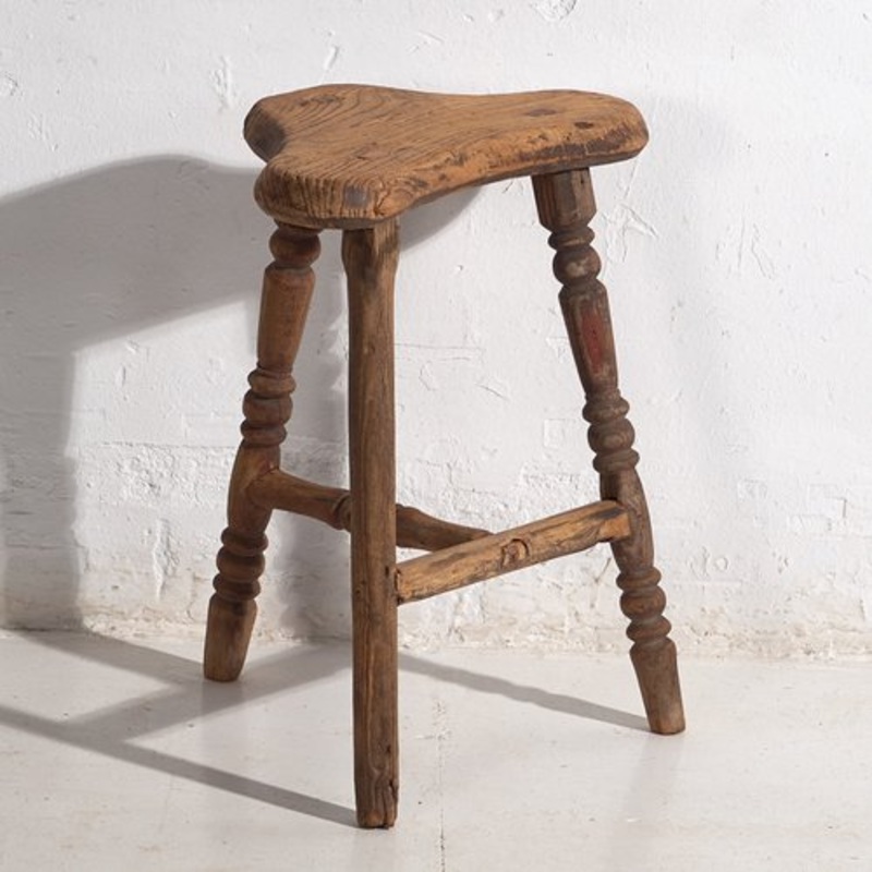 Oriental Elm Stool, 1920s for sale at Pamono