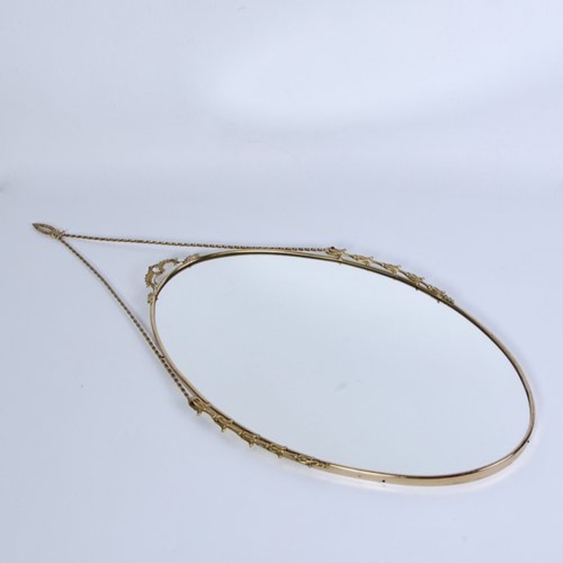 Oval Mirror with Brass Frame from Liberty, 1950s for sale at Pamono
