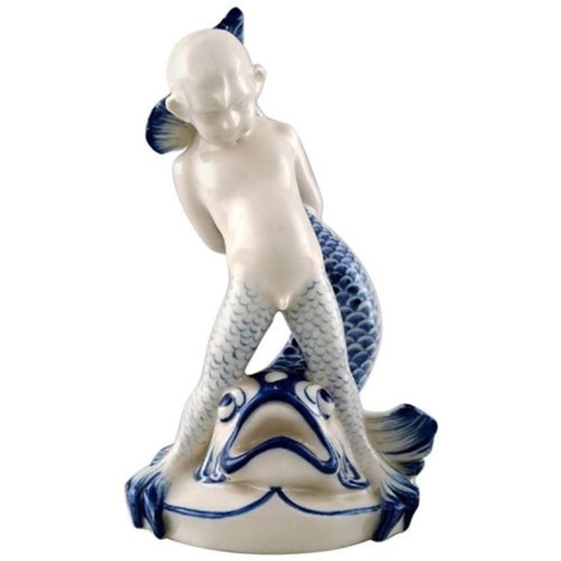 Porcelain Figure Sea Boy and Fish from Rrstrand, 20th Century for sale at Pamono