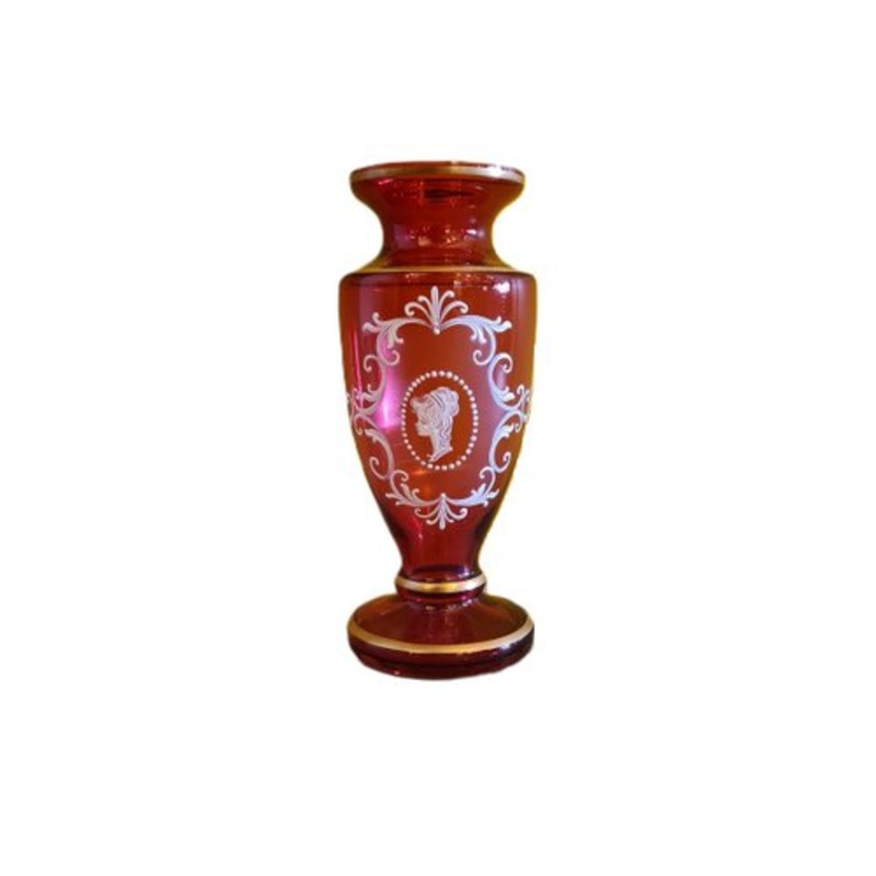 Ruby Red Vase in the style of Mary Gregory, 1980s for sale at Pamono