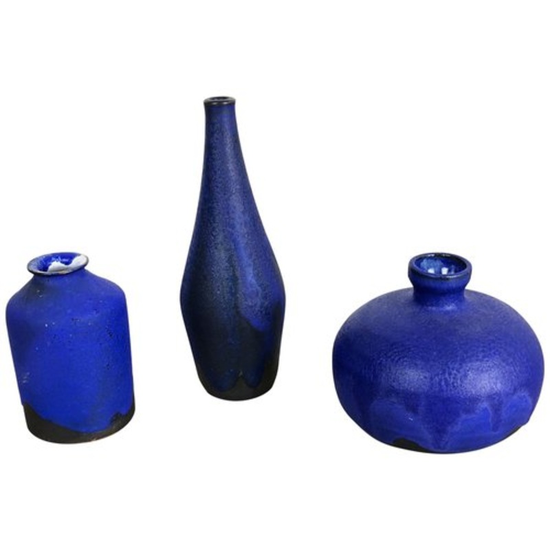 Studio Pottery Ceramic Vases by Gerhard Liebenthron, Germany, 1960s, Set of 3 for sale at Pamono