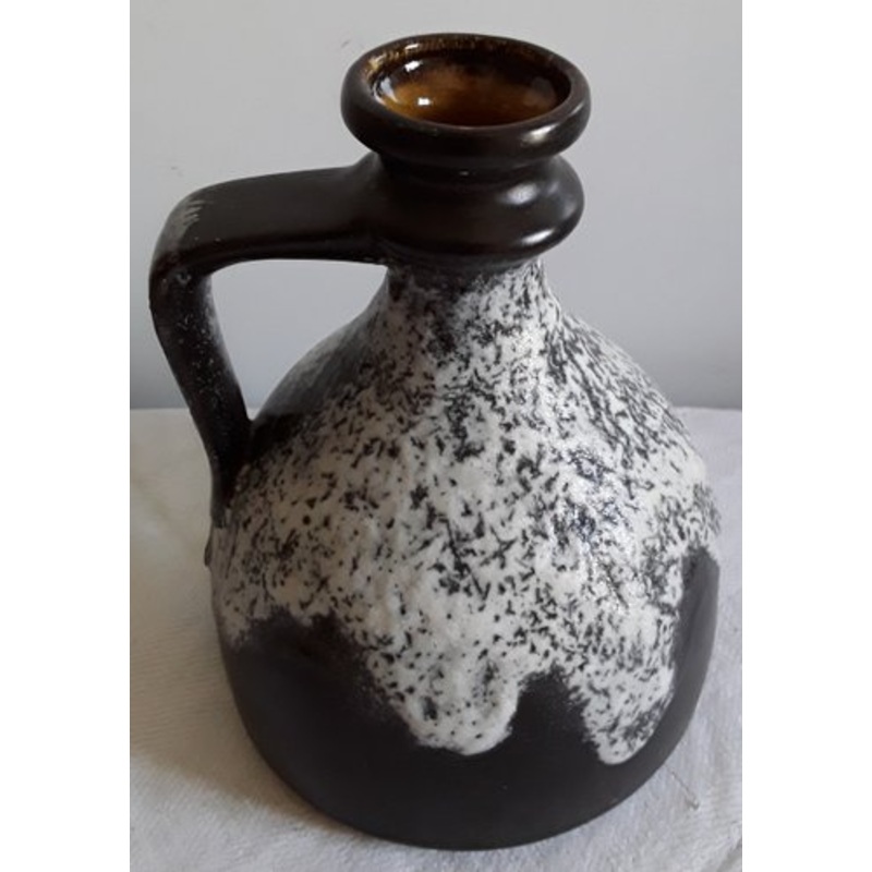 Vintage German Fat Lava Style Brown & Gray Ceramic Vase, 1970s for sale at Pamono
