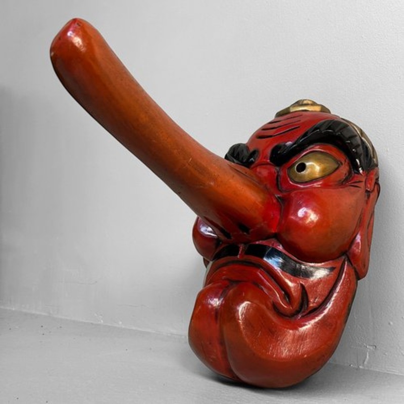 Vintage Hand-Carved Tengu Mask, 1950s for sale at Pamono