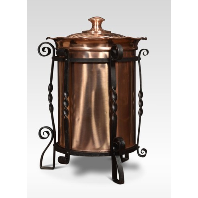 Arts and Crafts Circular Copper Coal Bucket, 1890s for sale at Pamono