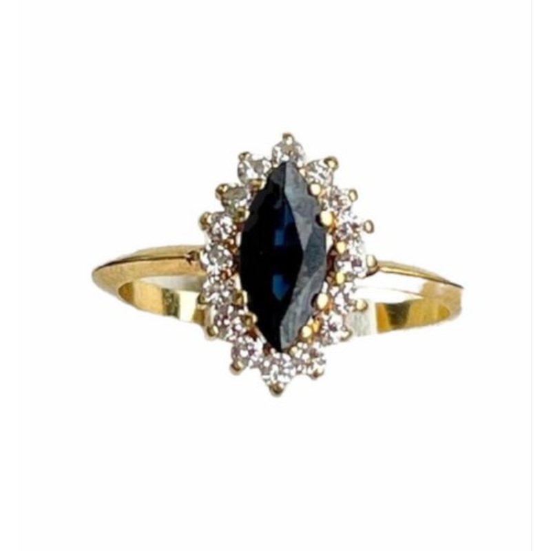 Australian Sapphire, Diamond & Yellow Gold Ring for sale at Pamono