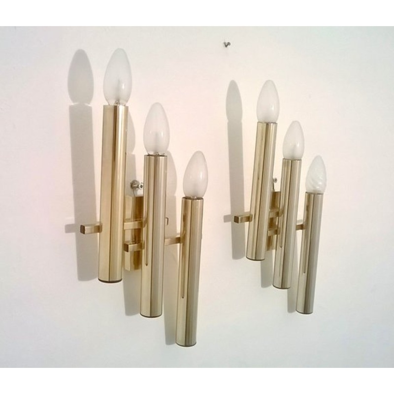 Brass Sconces by Gaetano Sciolari for Sciolari, 1970s, Set of 2 for sale at Pamono