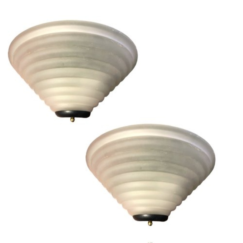 Clear Satinated Sconces, 1970s, Set of 2 for sale at Pamono